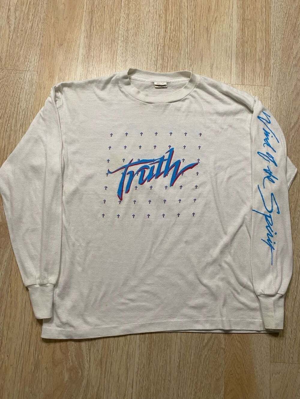 80’s SIGNAL Vintage Wind of the Spirit Long Sleeve T-Shirt Size L White